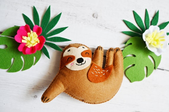 Sloth Nursery Decor Garland / Animal Felt Decorations image