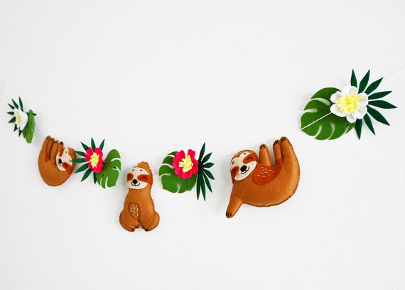 Sloth Nursery Decor Garland / Animal Felt Decorations image