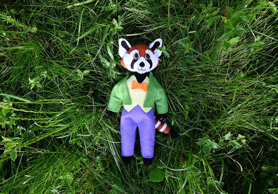 Sir Red Panda Felt Doll / Stuffed Toy with Clothes image