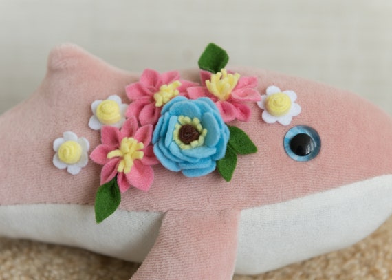 Plush Whale with Felt Flowers image