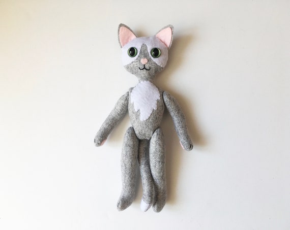 Cat Doll in hoodie / Animal Felt Doll image