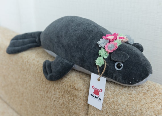 Plush Fur Seal with Felt Flowers image
