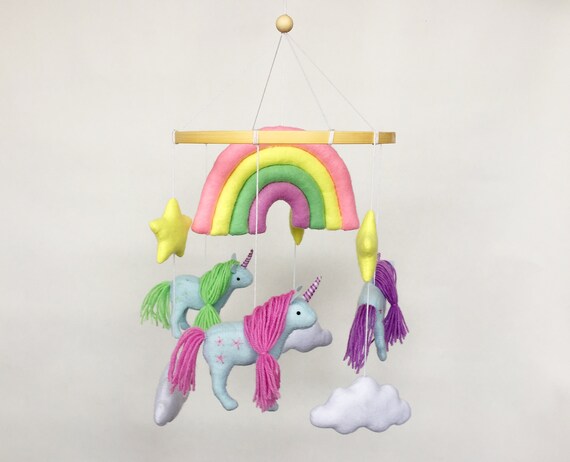 Horse crib mobile / Unicorn, Rainbow image