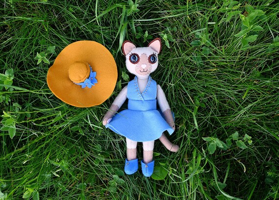 Kitty Doll in dress / Animal Felt Doll image