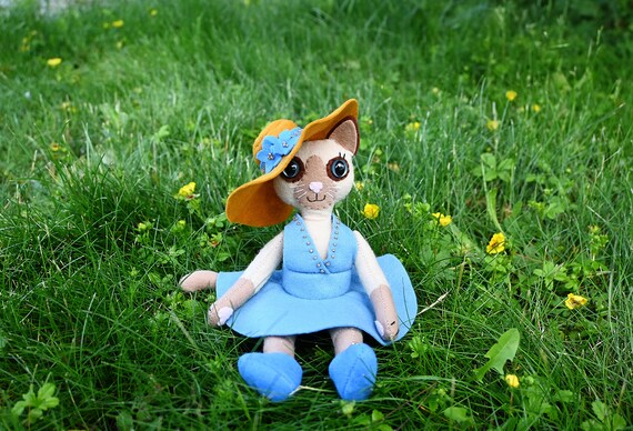 Kitty Doll in dress / Animal Felt Doll image