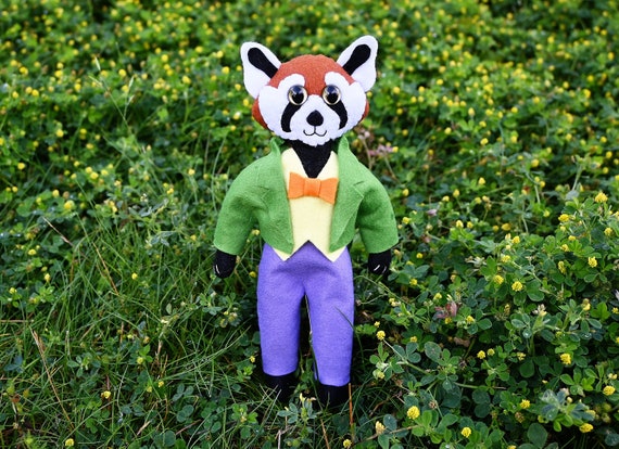 Sir Red Panda Felt Doll / Stuffed Toy with Clothes image