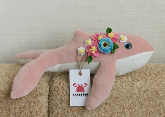 Plush Whale with Felt Flowers image