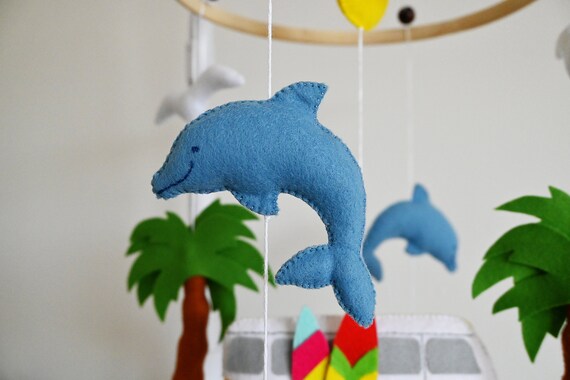Ocean Boho Crib Mobile / Surfer, VW bus image