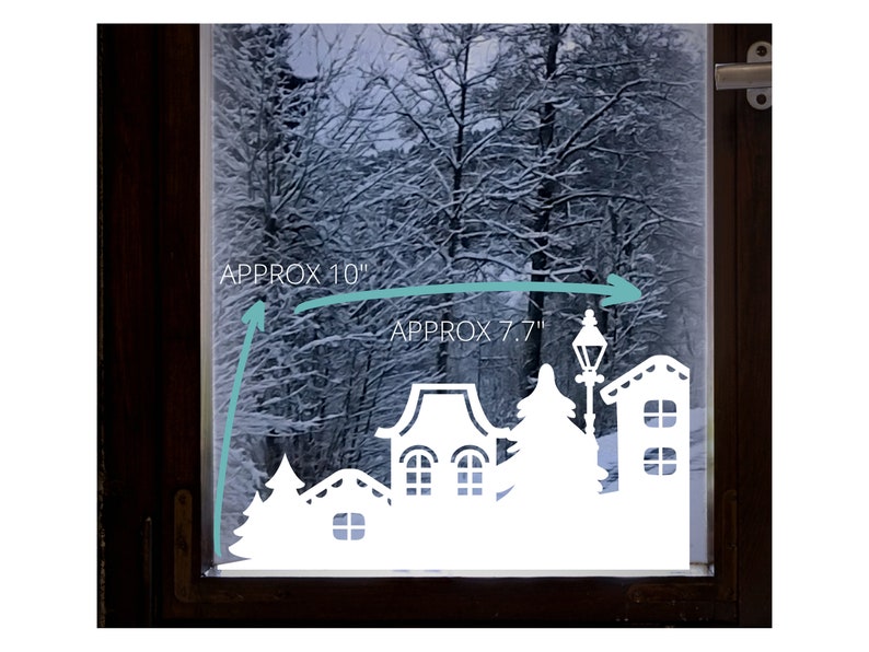 Christmas Reusable Window Stickers Wintry Village scene and Etsy