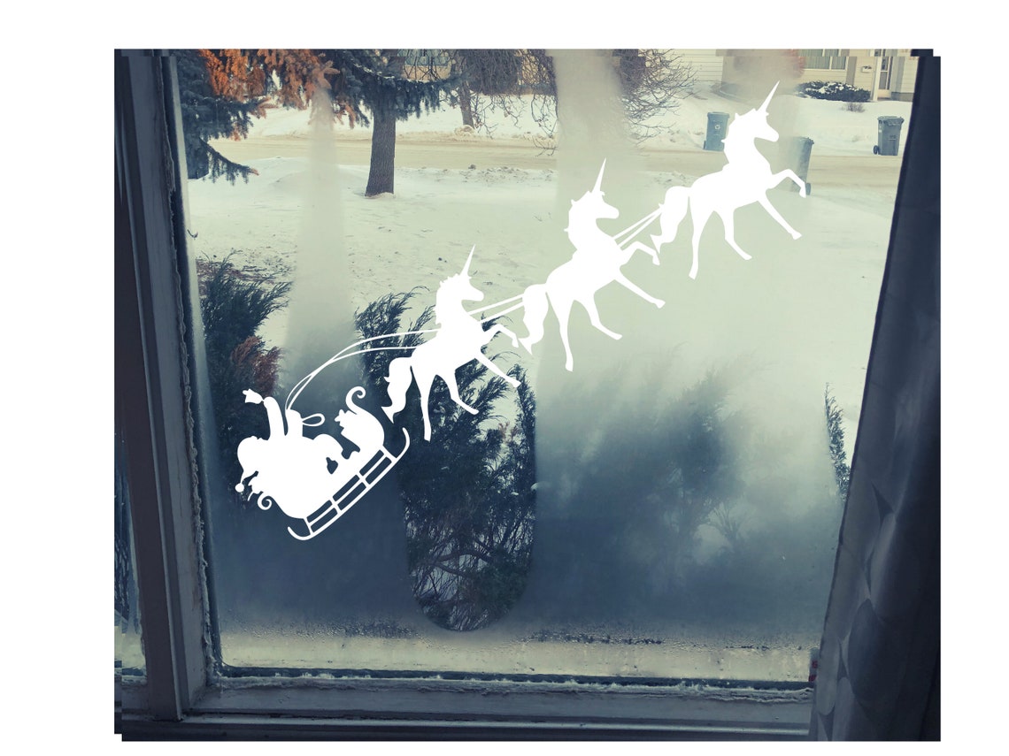 Christmas Reusable Window Stickers Santa and his sleigh Etsy