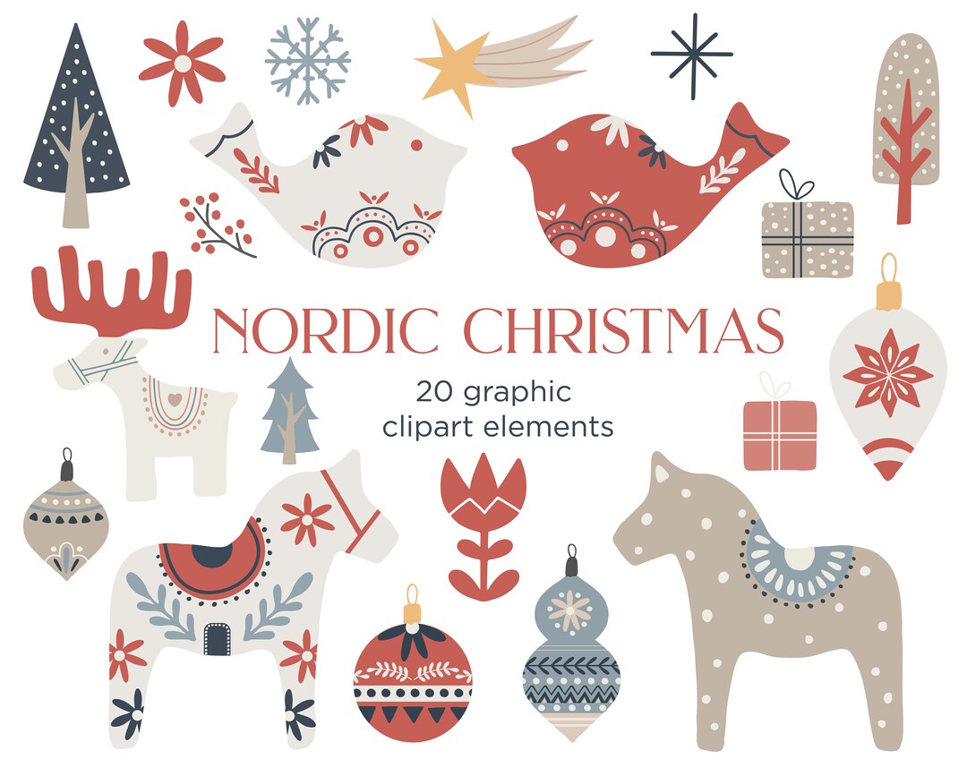 Scandinavian Christmas Clipart Nordic Hygge Clipart Etsy