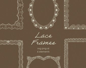 Hand Drawn Vintage Lace Frames in SVG for Wedding Invitations, Baroque Whimsical Borders Clipart, Elegant Frames 5x7 inch editable in Canva