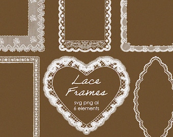 Hand Drawn Lace Border SVG Clipart for Wedding Invitations, Lace Frame in Vector, Delicate Lace Border Design, Ornate Frame Drawing in PNG