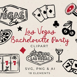 Ilustraciones de despedidas de soltera en Las Vegas dibujadas a mano, invitación para despedida de soltera en Las Vegas, plantilla de invitación, ilustración de doodle