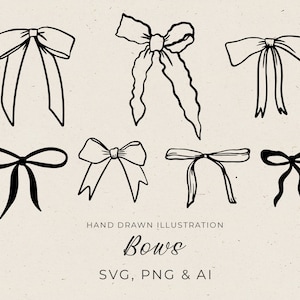 Bow Drawing in SVG, Wedding Invitation, Hand Drawn Bow Invitation Clipart, Wedding Timeline, Canva Template, Bow Illustration in PNG