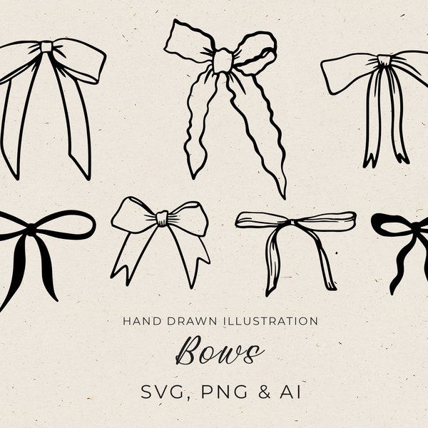 Bow Drawing in SVG, Wedding Invitation, Hand Drawn Bow Invitation Clipart, Wedding Timeline, Canva Template, Bow Illustration in PNG