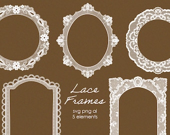 Hand-Drawn Lace Frames Clipart, Vector Lace Grace Border Invitations, Delicate Doily Illustrations, Wedding Ornate Borders