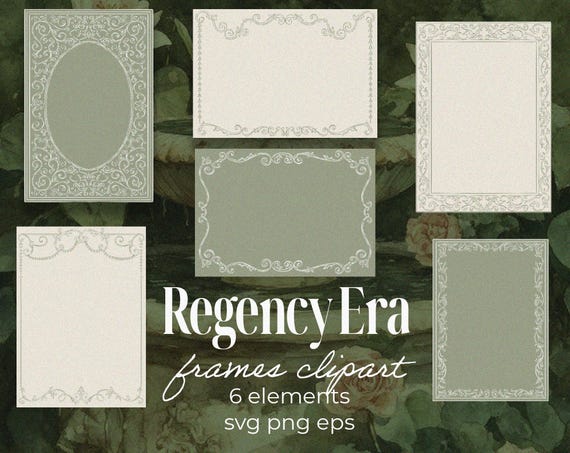 Regency Frames Clipart, Elegant Border for Wedding Initations, Baroque Frames Bundle, English Garden Wedding,