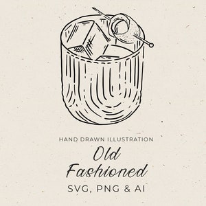 SVG の昔ながらのカクテルのイラスト、結婚式用の特製ドリンク、PNG の昔ながらの描画スケッチ、Canva テンプレート