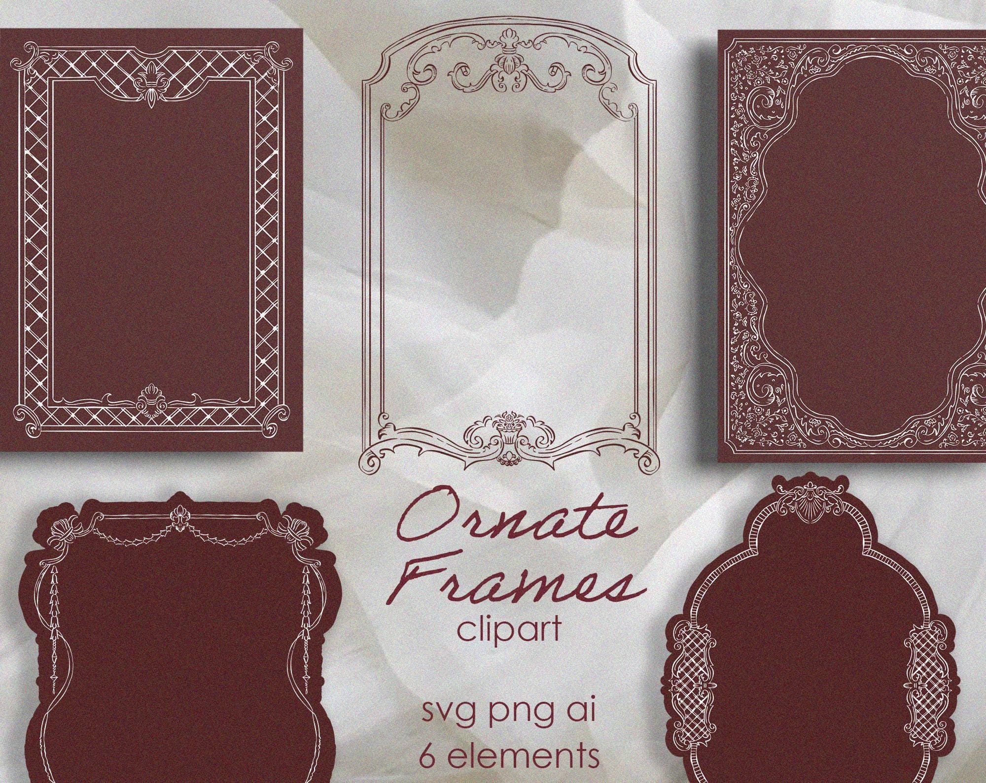 Regency Pattern Svg Hand-drawn Vintage Ornate Frame in SVG, Elegant Border Clipart for ...