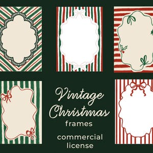 Molduras de Natal vintage desenhadas à mão clipart, moldura de vieira para convite de feriado, ilustração de Natal caprichosa para convite