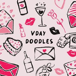 Ilustrações de Dia dos Namorados desenhadas à mão para cartões comemorativos em estilo excêntrico. Rabiscos de Dia dos Namorados em SVG, bordas e molduras em estilo peculiar.