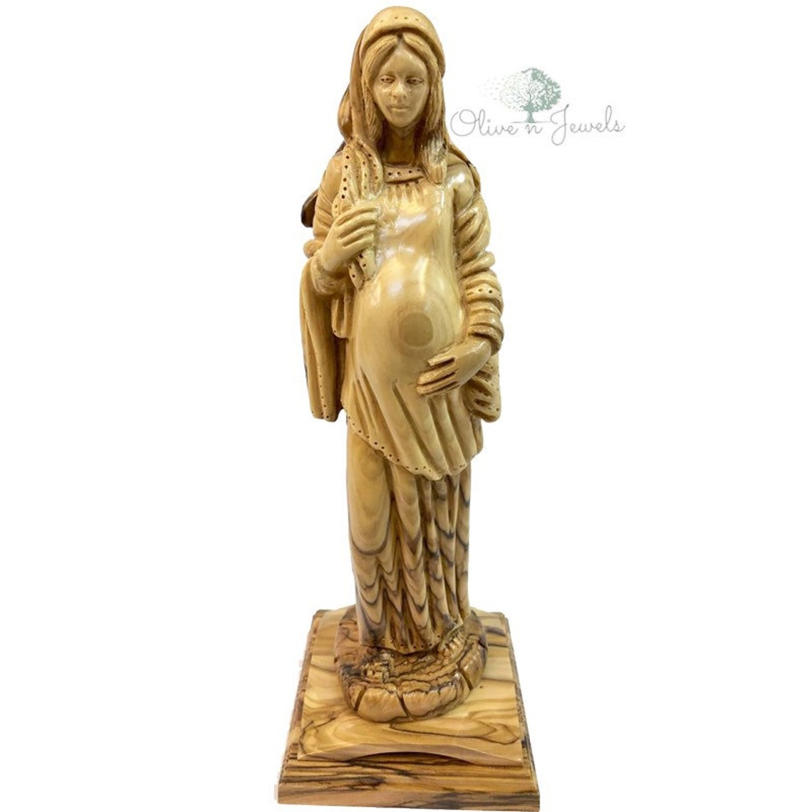 Sculpture Of Virgin Mary Pregnant Hand Carved From One Piece image 0