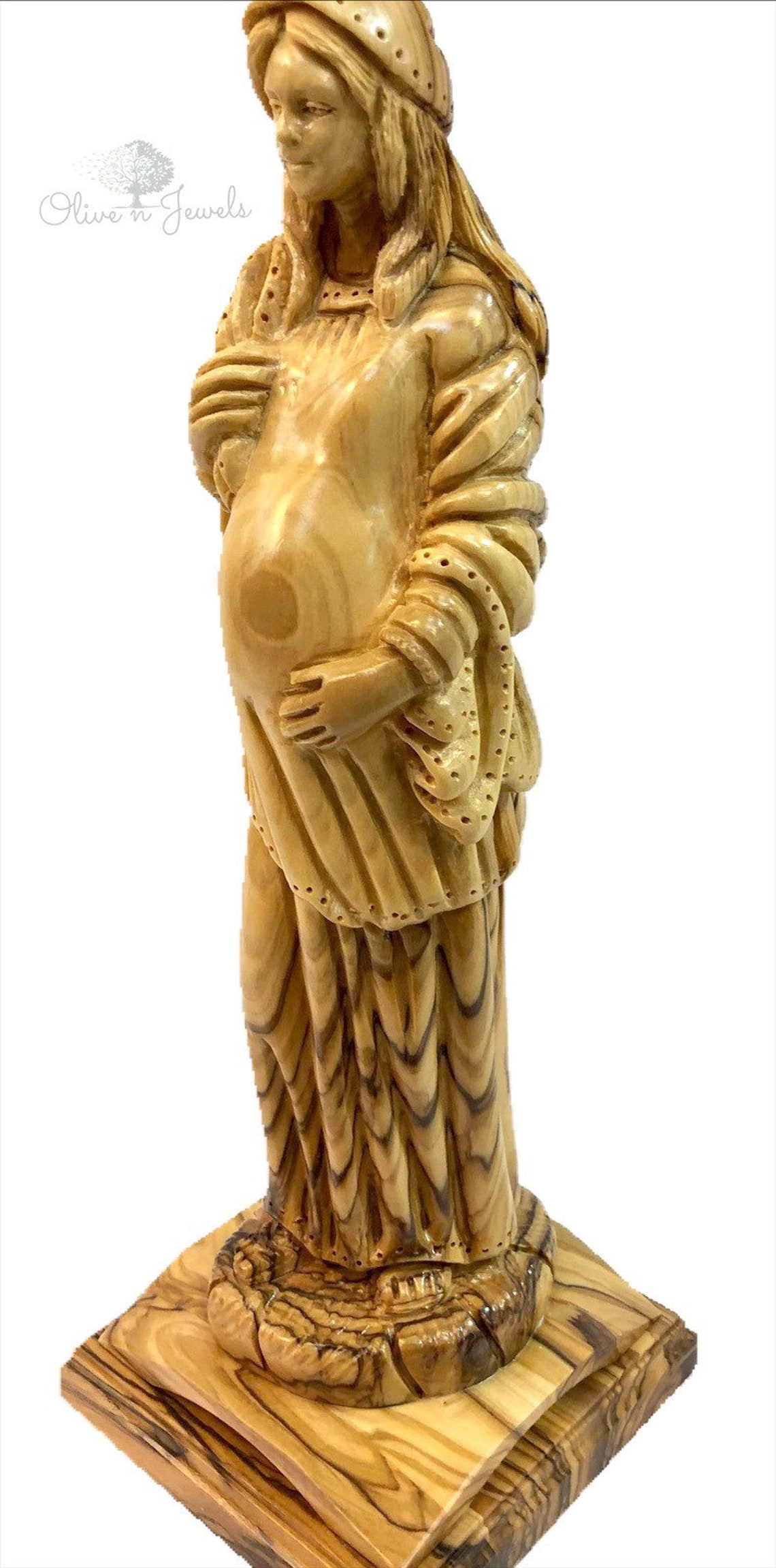 Sculpture Of Virgin Mary Pregnant Hand Carved From One Piece image 3
