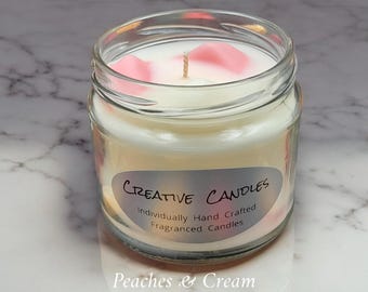 Peaches & Cream Scented Candle: Hand-Crafted Fragranced Wax - 260g