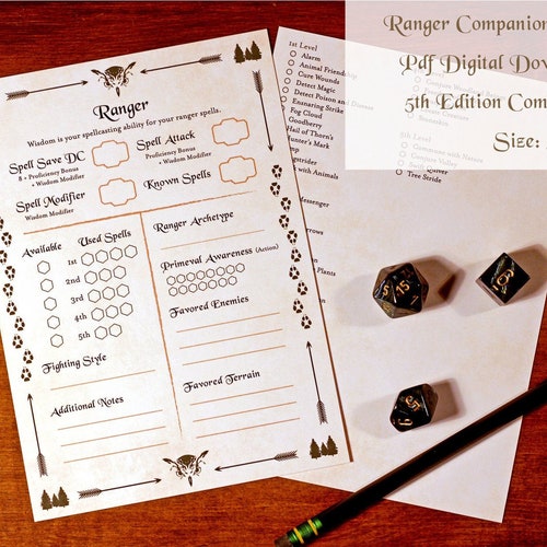 Wizard 5e Companion Card Digital Download - Etsy