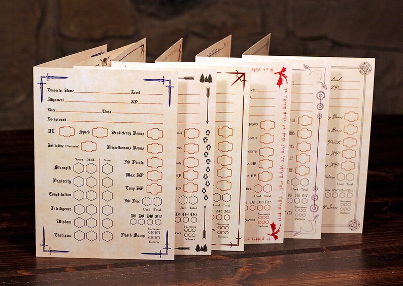 All 12 Designs Character Sheet 5e Digital Download