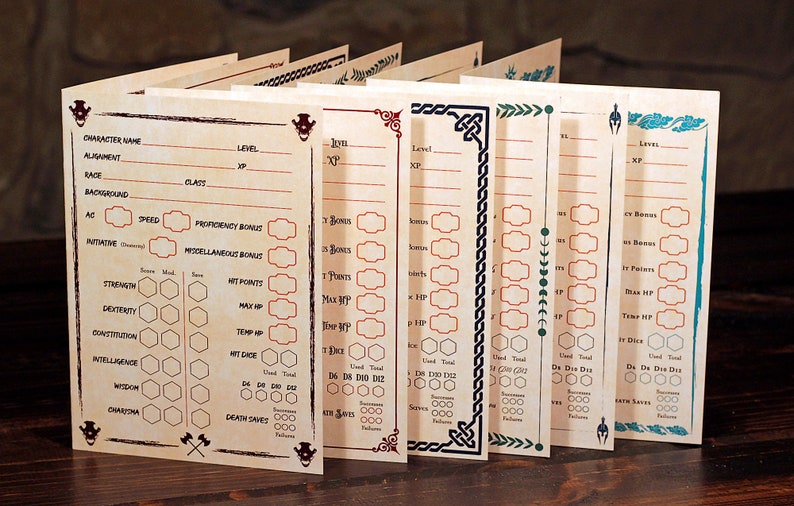 All 12 Designs Character Sheet 5e Digital Download