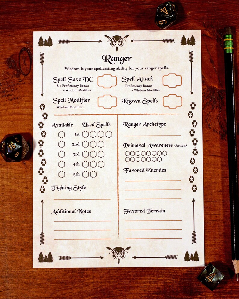 Ranger 5e Companion Card Digital Download Etsy