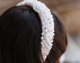 Pearl Embellished beaded Bridal Crown, Pearl Crown, Wedding Headband, Bridal Headpiece, Wedding Crown, Bridal Accessory,