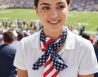 USA Flag Necktie Necklace for Women - Handmade Tie Style - Unique Fashion Accessory - Perfect Gift for Her