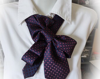 Collar de corbata azul oscuro, Collar llamativo, Ideas de regalos únicas, Decoración de blusa, Declaración de moda