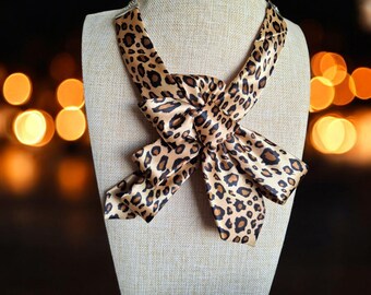 Handcrafted Leopard Print Necktie Necklace - Statement Jewelry