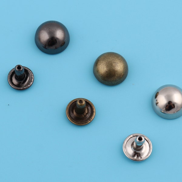 1/2"(12mm Outer) Metal Round Rivets Dome Mushroom Rivets Double Cap Rivets Rapid Studs Rivet Buttons Purse Leather Crafts Supply