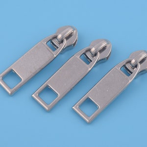 5# Silver Long Pull Zipper Head 40mm Length Loose Sliders Pulls For Handbags Handcraft 6-10 PCS A Pack Zipper Pulls For Nylon Coil Zipper