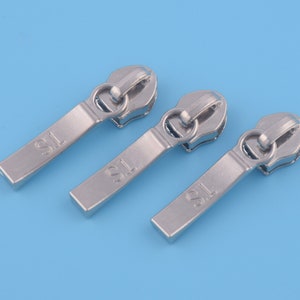 5# Silver Long Pull Zipper Head 35mm Length Loose Sliders Pulls For Handbags Handcraft 6-10 PCS A Pack Zipper Pulls For Nylon Coil Zipper