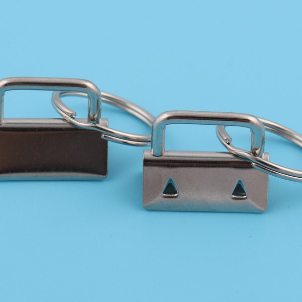 1" (25mm) Silver Key Fob Clip Webbing End Clip Key Fob Hardware Belt Clip coda con anelli chiave (22mm interno) Per Cinghie Portachiavi Lanyards
