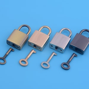 35*21mm Bag Lock Purse Lock With Key Shaped Padlocks Handbag Lock Suitcase Bags Hardware Antique Brass/Gun Black/Silver/Light Gold