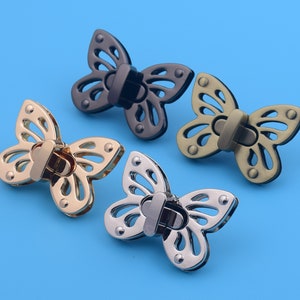 2 PCS Butterfly Padlock 36*50mm Twist Turn Locks Bag Lock Wallet Closure Latch Antique Brass/Silver/Light Gold/Gun Black Bag Hardware