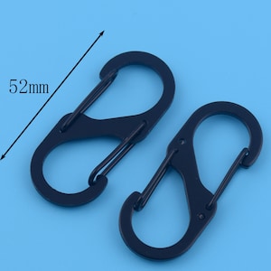 52mm Length Black S Biner Shape Carabiner Key Chain Key Ring Outdoor Rock Climbing Gift Activity Equipment Push Gated Spring Snap Hook Clasp
