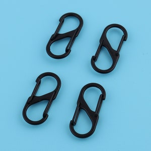 1,25"(32mm Länge) Matt schwarz S Form Karabiner Schlüsselanhänger Schlüsselanhänger Outdoor Klettern Aktivität Ausrüstung S Dual Push Gated Feder Snap Haken