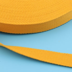 1&quot;(25mm Breite) gelb Baumwolle Webbing Leine Webbing Gürtel Webbing Gepäckband Webbing Baumwollstoff Stoff Tob Twill Tape natürliche Webbing