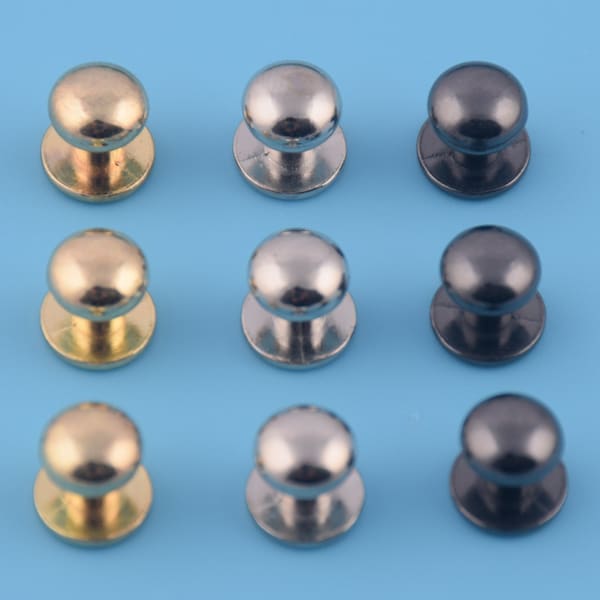 5/16" (8mm Outer) Screw Stud Round Head Rivets Head Button Stud Screwback Screw Back Spots for Leather Craft Belt Collar Cuff Band