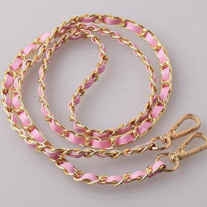 8 mm Width Pink Leather Handbag Purse Chain Metal Crafting Shoulder Bag Strap Chain Replacement Purse Chain With Swivel Clasp image 1