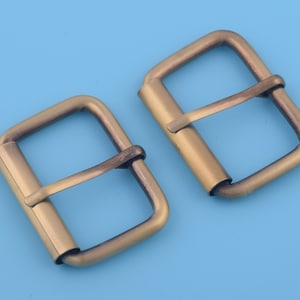 4 PCS 1.5&quot;(39mm Inner)Antique Brass Roller Pin Belt Buckle Single Prong Rectangle Center Bar Pin Buckle Tongue Heel Bar Strap Leather Craft