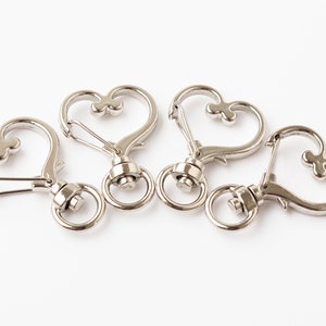 10 Pcs 9mm Silver Heart Key Ring Swivel Clasps,Swivel Snap Trigger Hooks,Key Chain Hooks,Lobster Buckle,Bag Handbag Purse Hardware Supplies